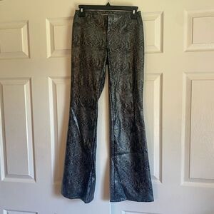 Vintage Pairs Blues Snakeskin Blue Grey Flare Leather pants concert 2 festival